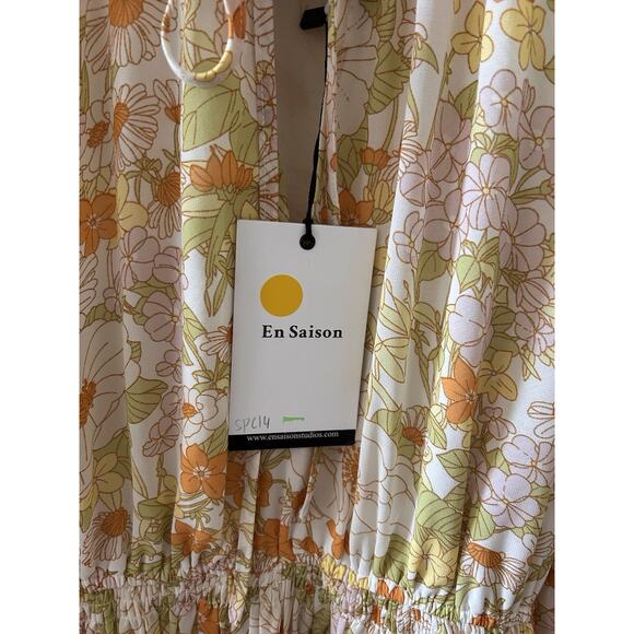 NWT En Saison Retro Print Mini Dress Floral Ruffled | S - Picture 3 of 4